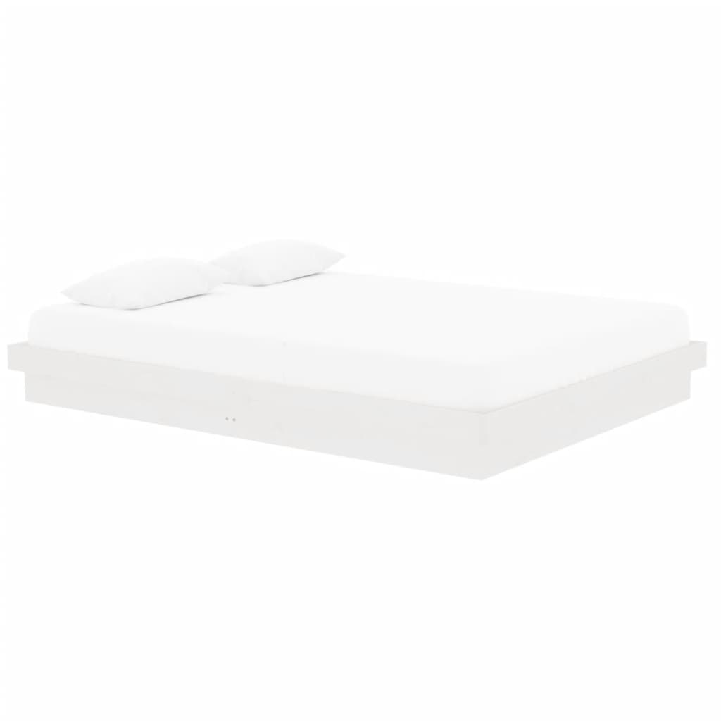 Bed Frame without Mattress White Solid Wood 150x200 cm