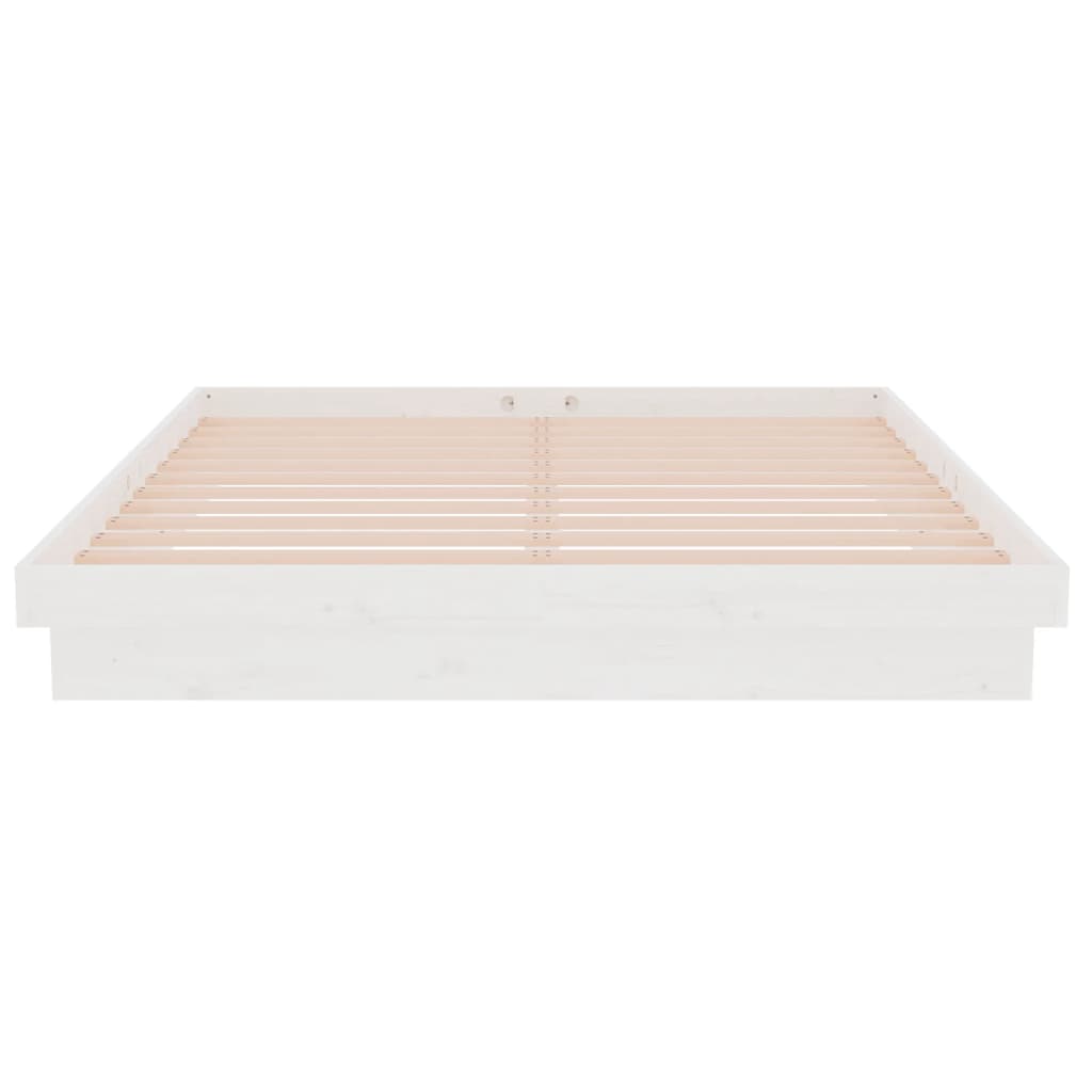 Bed Frame without Mattress White Solid Wood 150x200 cm