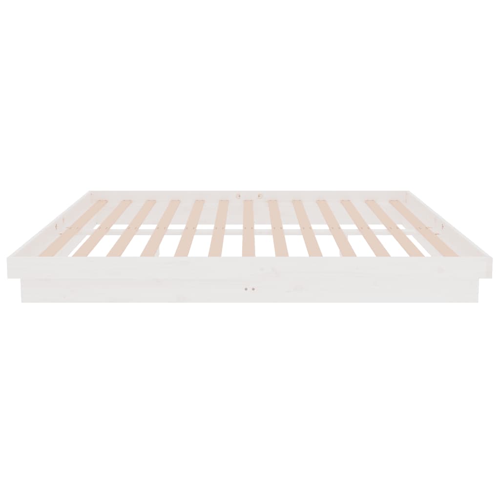 Bed Frame without Mattress White Solid Wood 150x200 cm