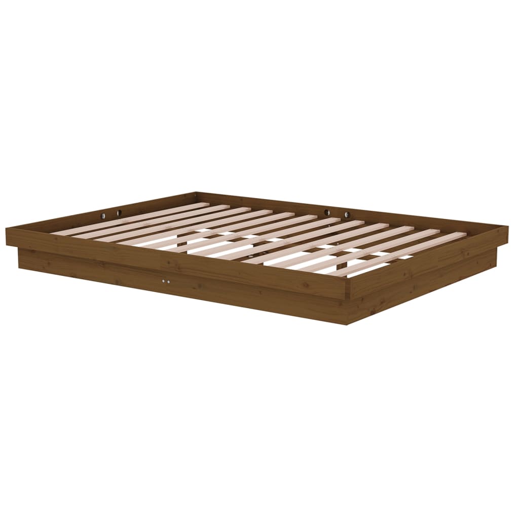 Bed Frame without Mattress Honey Brown Solid Wood 150x200 cm