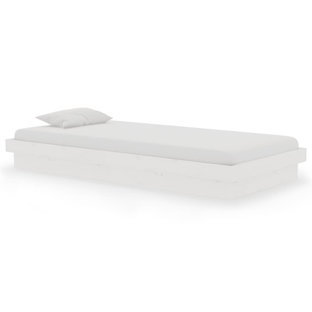 Bed Frame without Mattress White Solid Wood 90x190 cm