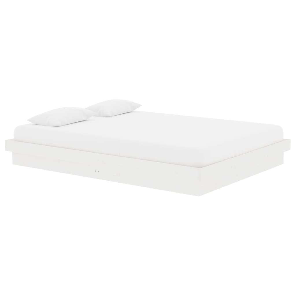 Bed Frame without Mattress White Solid Wood 135x190 cm