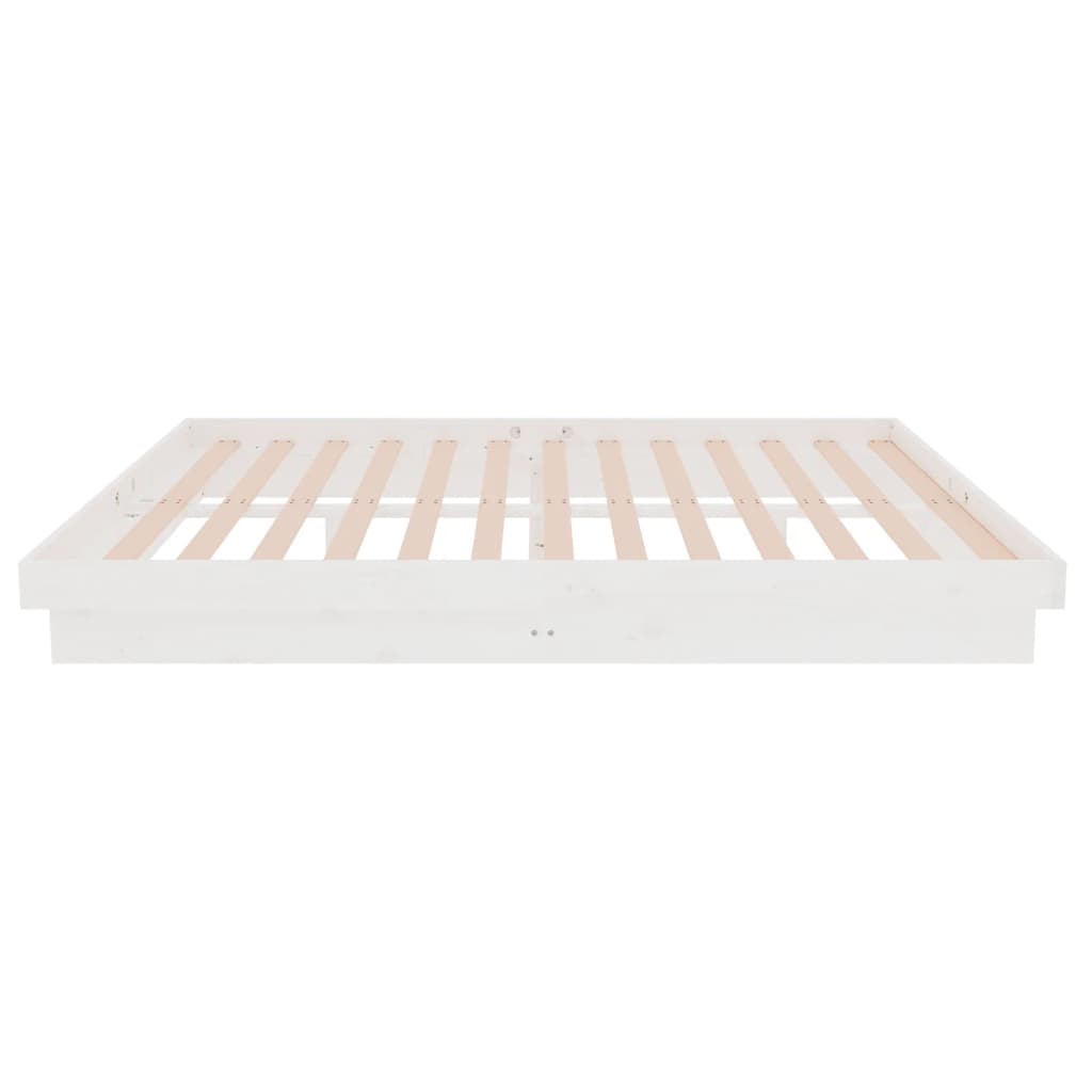 Bed Frame without Mattress White Solid Wood 135x190 cm
