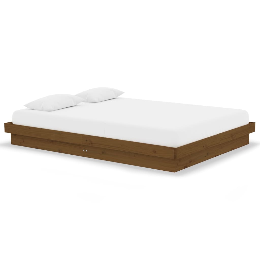 Bed Frame without Mattress Honey Brown Solid Wood 135x190 cm