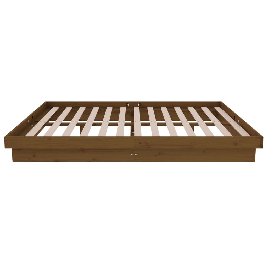 Bed Frame without Mattress Honey Brown Solid Wood 135x190 cm