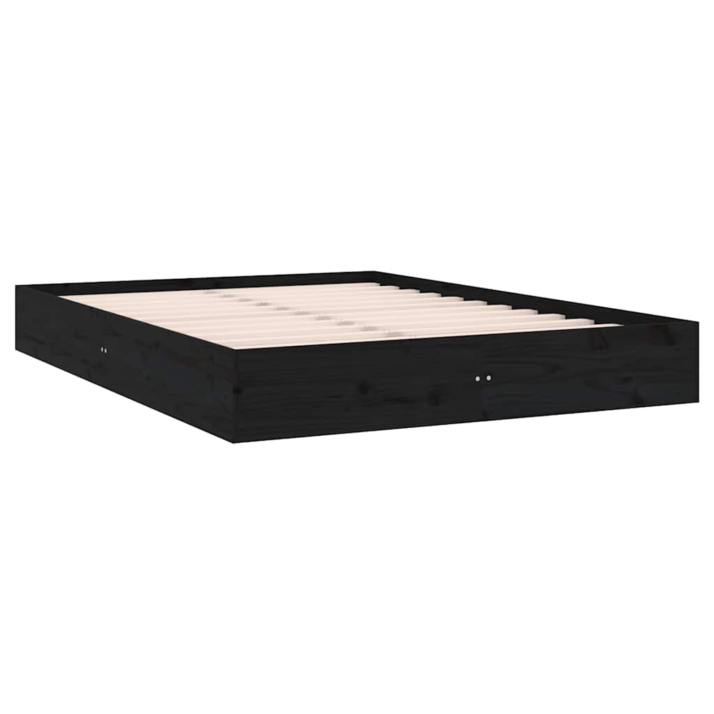 Bed Frame without Mattress Black Solid Wood 150x200 cm