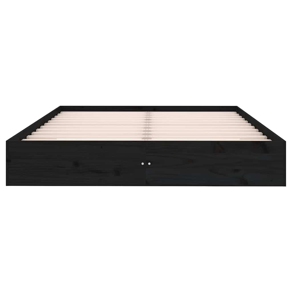 Bed Frame without Mattress Black Solid Wood 150x200 cm