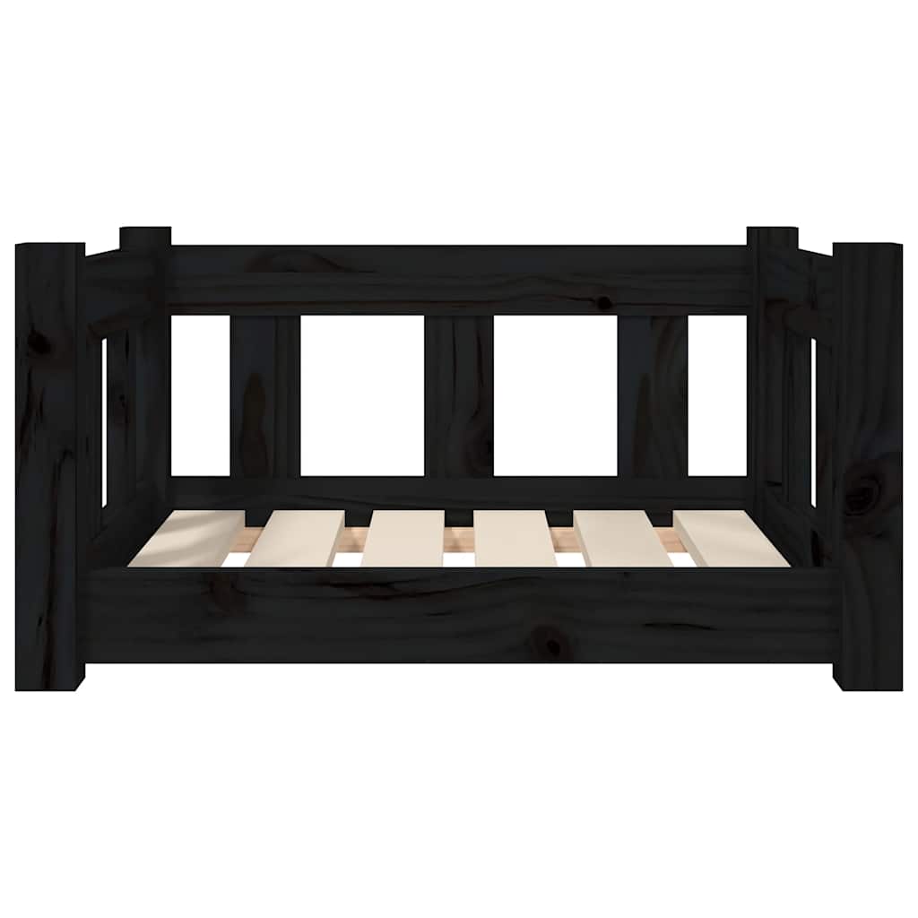 Dog Bed Black 55.5x45.5x28 cm Solid Wood Pine