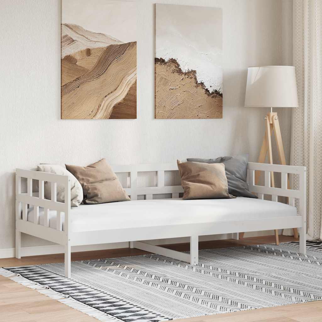 Day Bed without Mattress White Solid Wood Pine 90x190 cm
