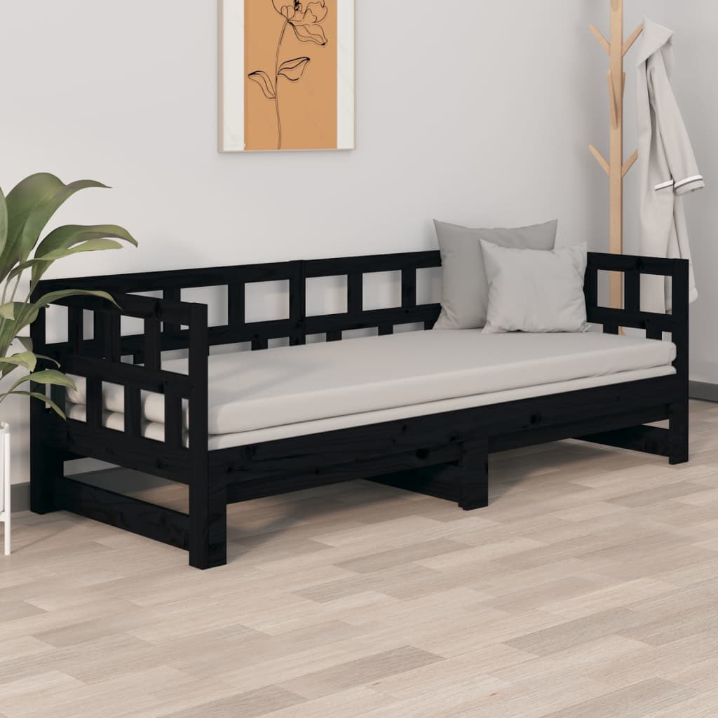 Pull-out Day Bed without Mattress Black 2x(90x190) cm