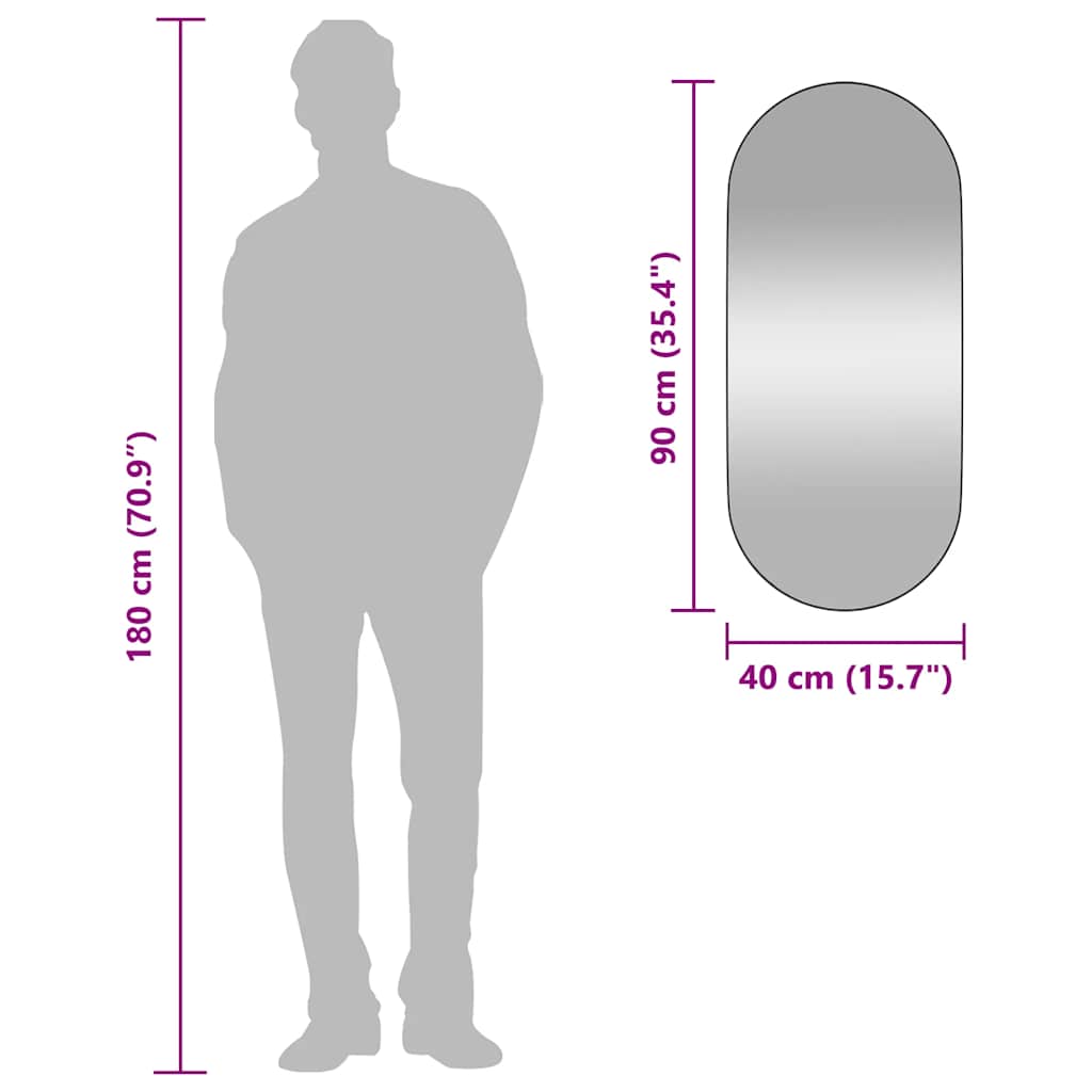 Wall-mounted Mirror Black 40x90 cm Oval