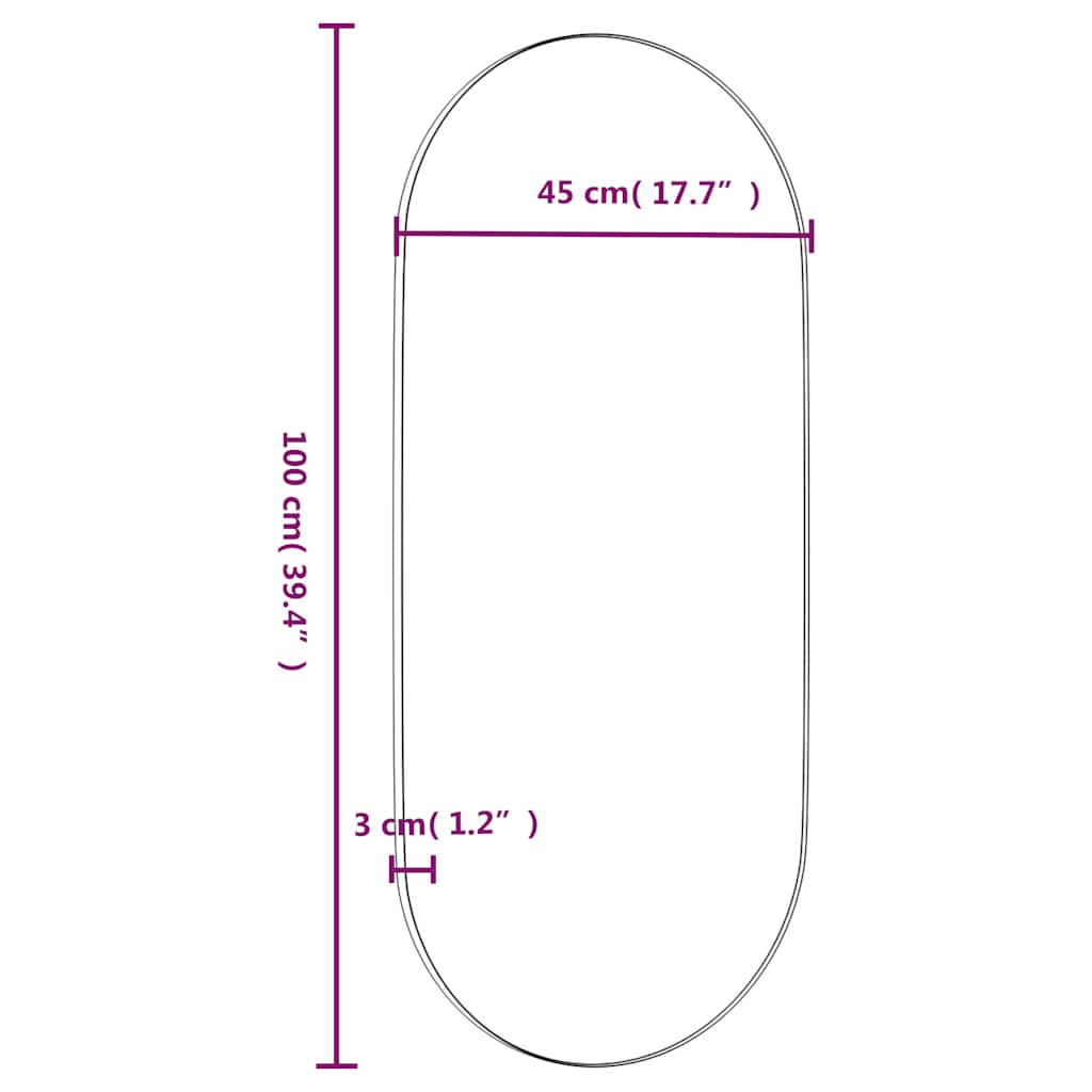 Wall-mounted Mirror Black 45x100 cm Oval