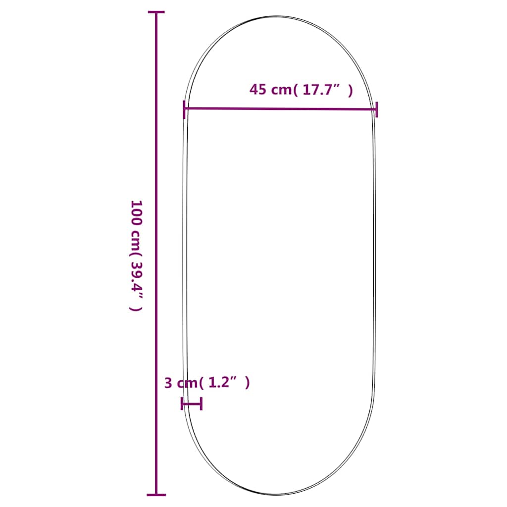 Wall-mounted Mirror Gold 45x100 cm Oval