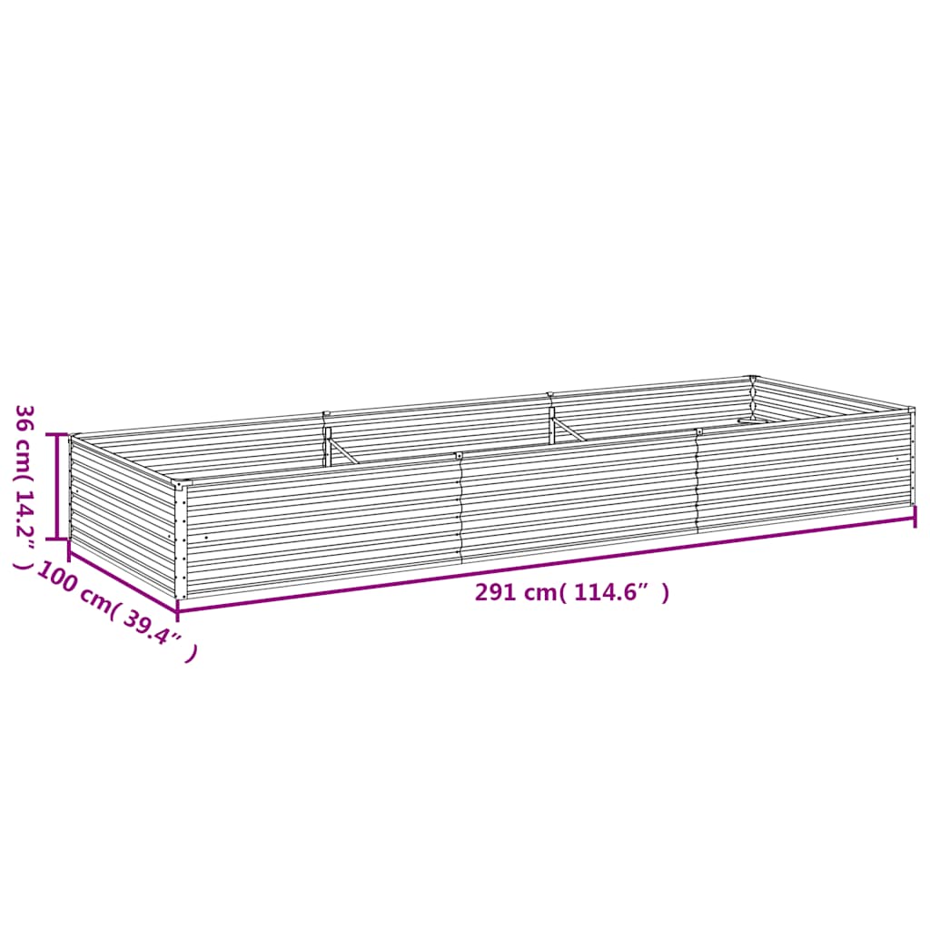 Garden Raised Bed 291x100x36 cm Corten Steel