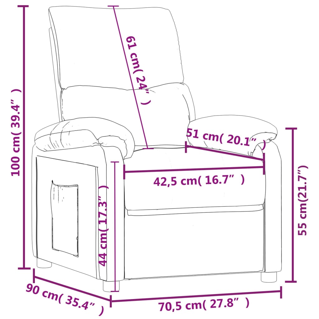 Recliner Chair Cream Fabric