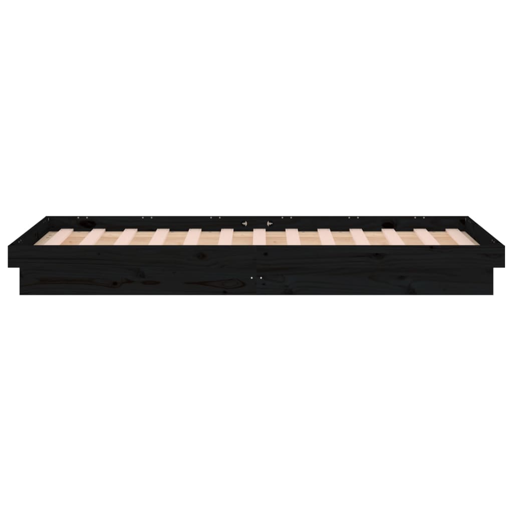 LED Bed Frame without Mattress Black 90x190 cm Solid Wood