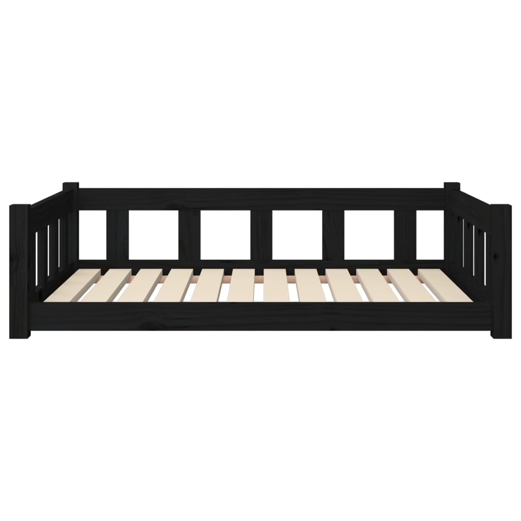 Dog Bed Black 105.5x75.5x28 cm Solid Wood Pine