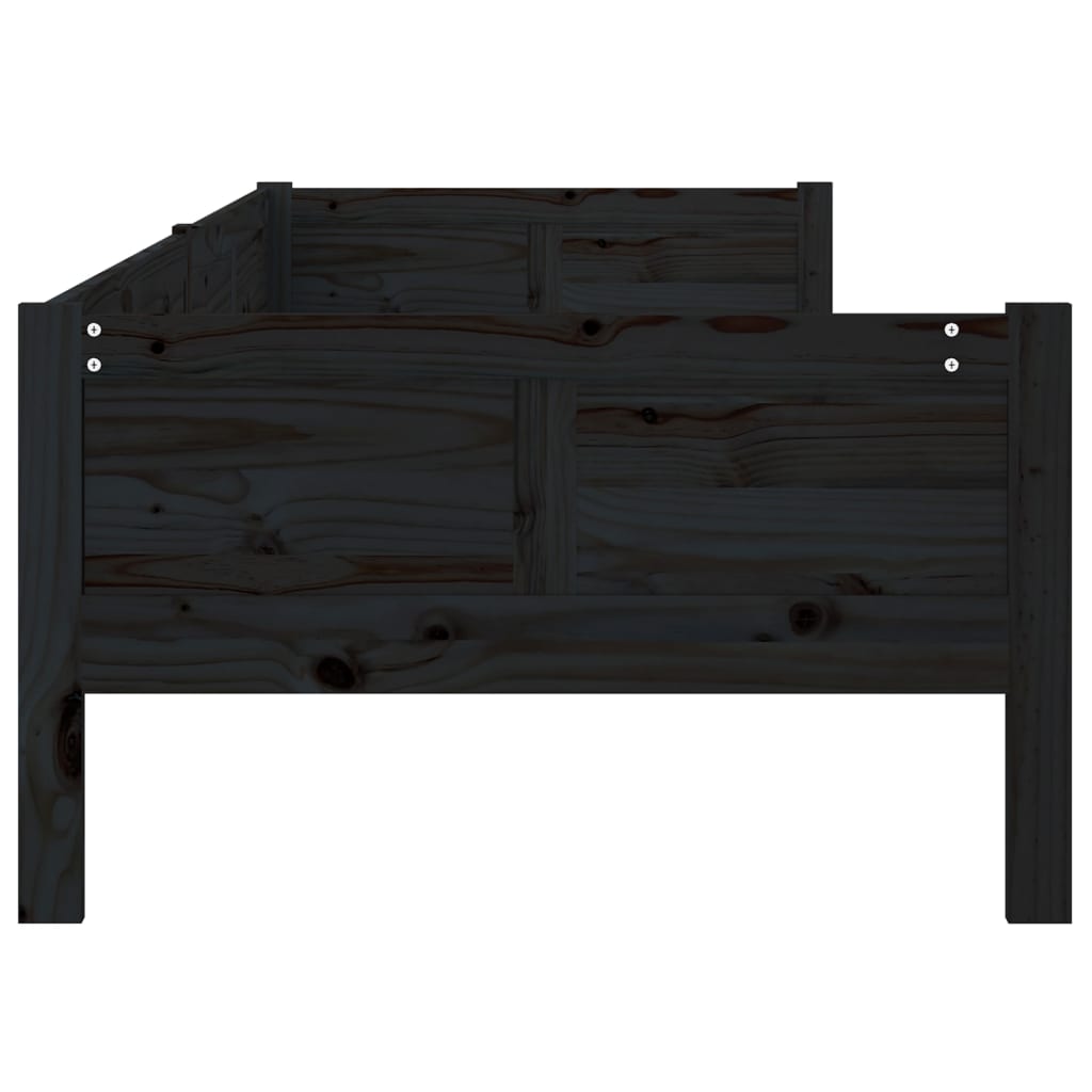 Day Bed without Mattress Black Solid Wood Pine 90x190 cm