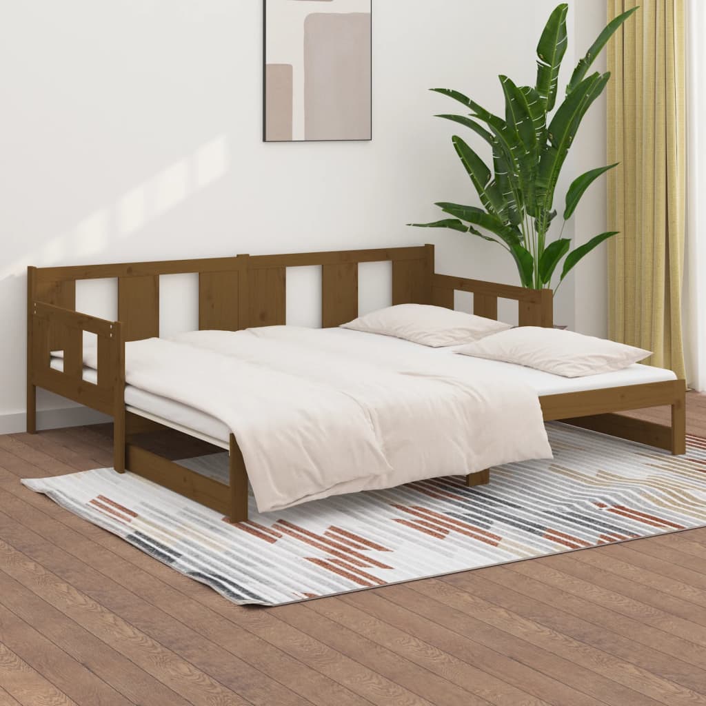 Pull-out Day Bed without Mattress Honey Brown 2x(90x190) cm