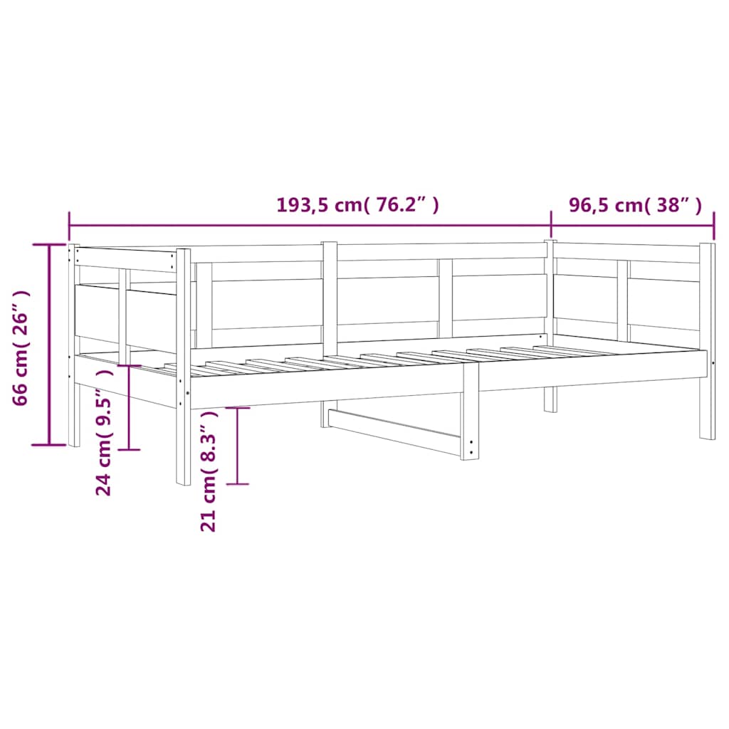 Day Bed without Mattress Honey Brown Solid Wood Pine 90x190 cm