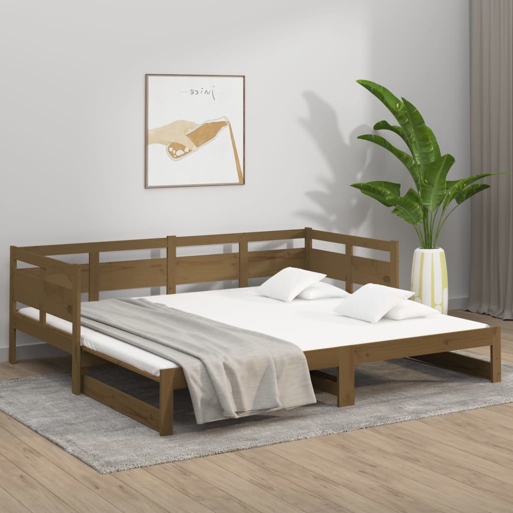 Pull-out Day Bed without Mattress Honey Brown 2x(90x190) cm