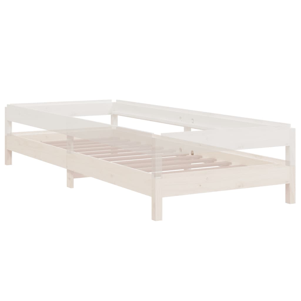 Stack Bed without Mattress White 90x190 cm Solid Wood Pine