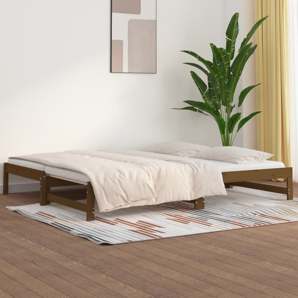 Pull-out Day Bed without Mattress Honey Brown 2x(90x190) cm