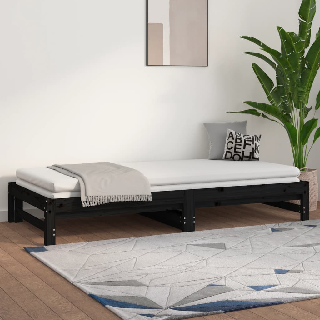Pull-out Day Bed without Mattress Black 2x(90x190) cm