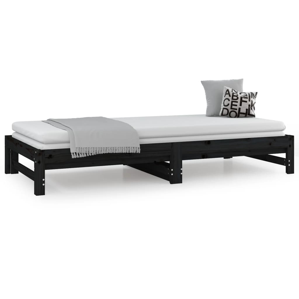 Pull-out Day Bed without Mattress Black 2x(90x190) cm