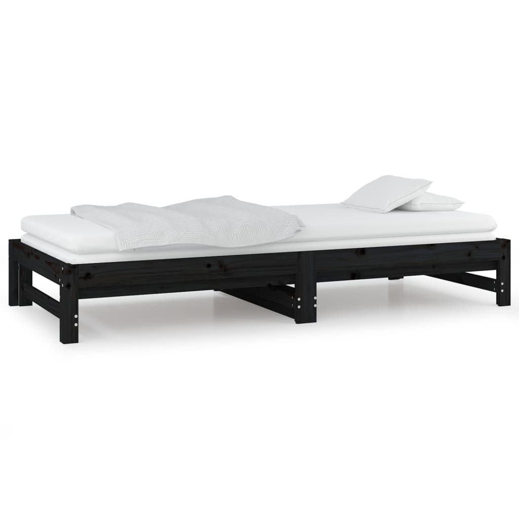 Pull-out Day Bed without Mattress Black 2x(90x190) cm