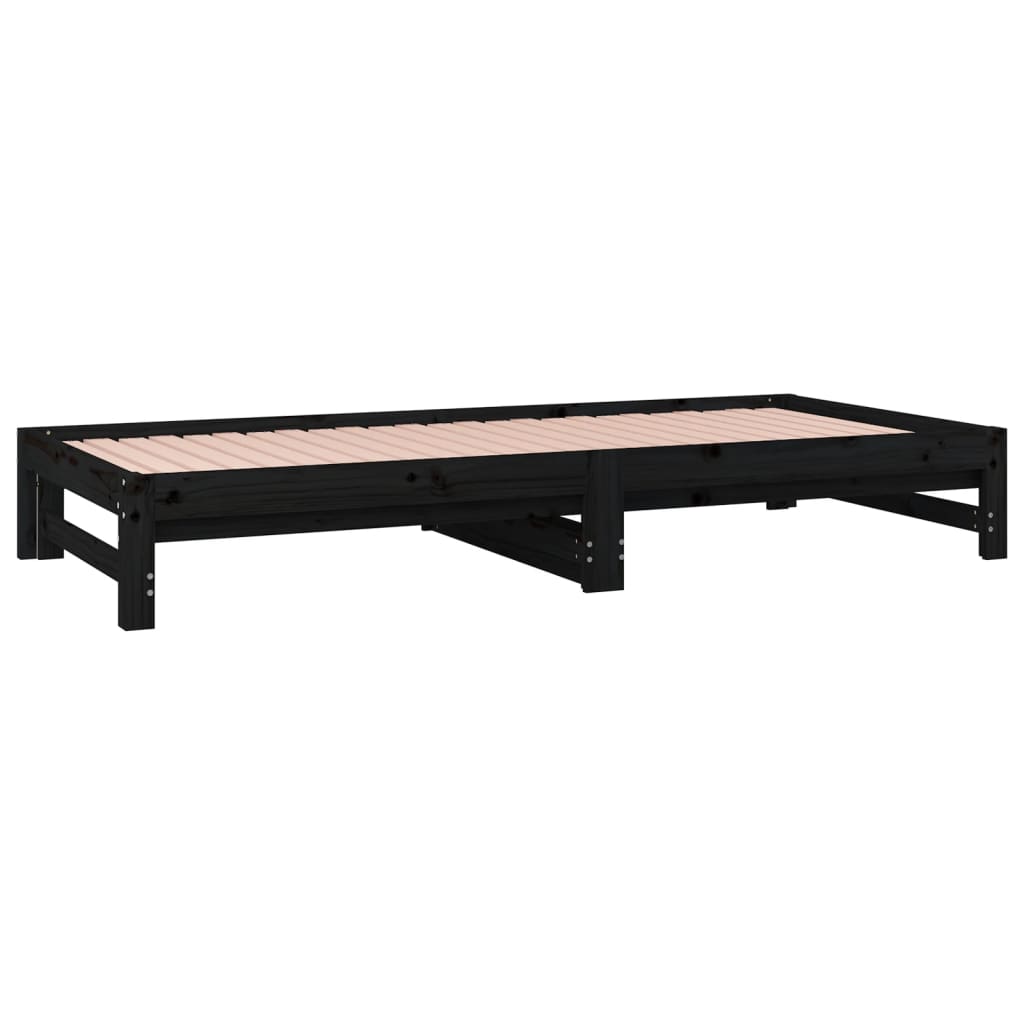 Pull-out Day Bed without Mattress Black 2x(90x190) cm