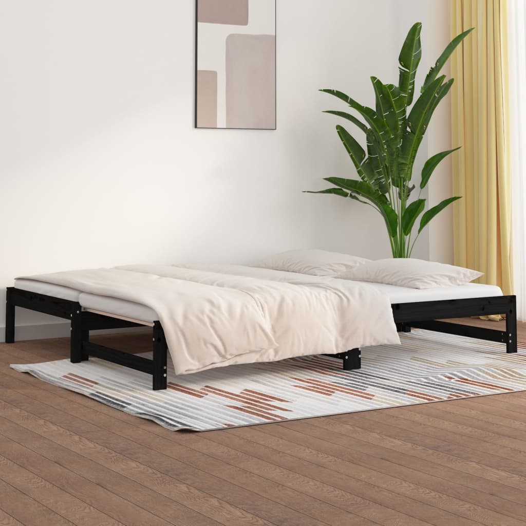 Pull-out Day Bed without Mattress Black 2x(90x190) cm