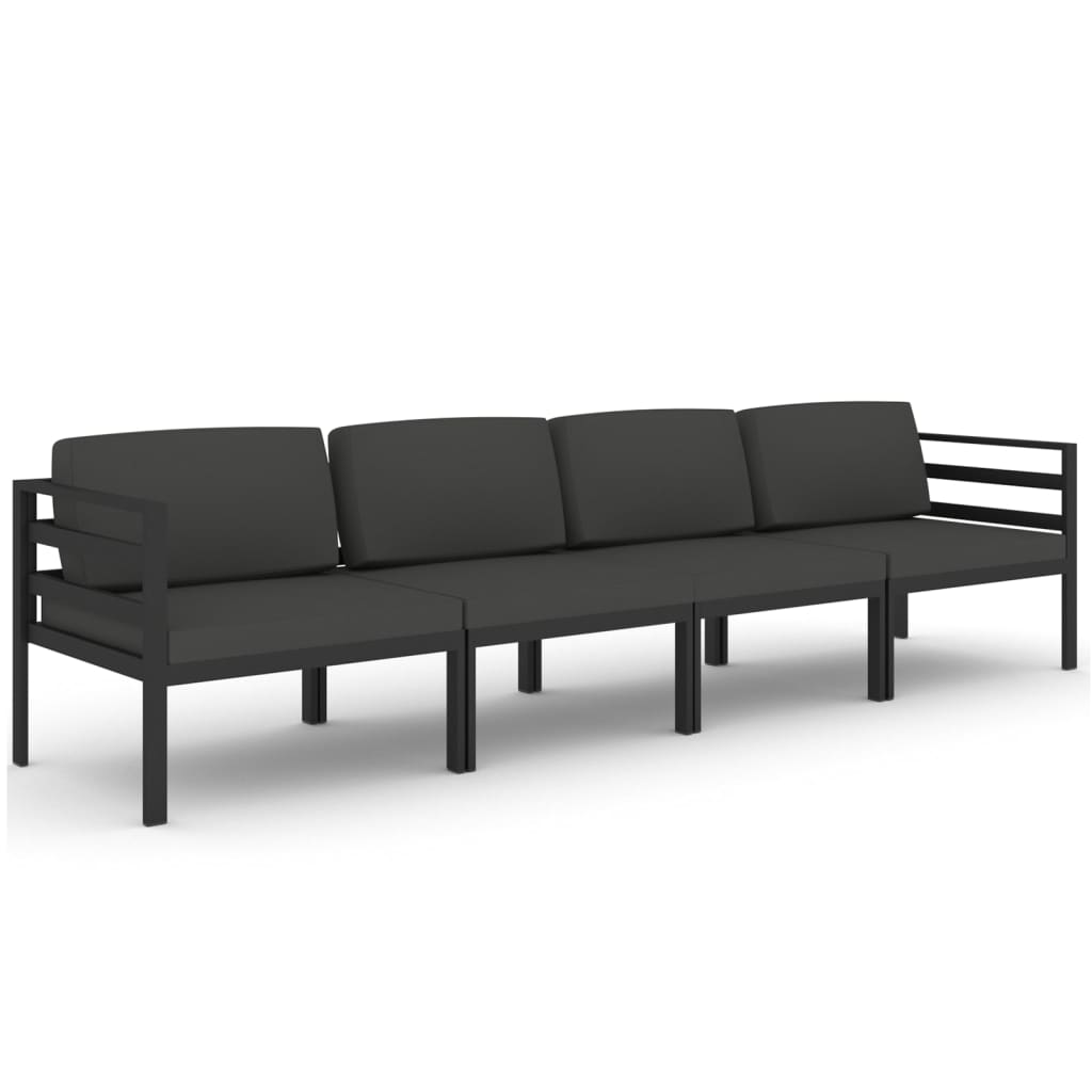 4 Piece Garden Lounge Set with Cushions Aluminium Anthracite