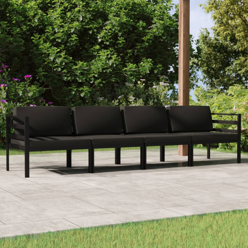 4 Piece Garden Lounge Set with Cushions Aluminium Anthracite