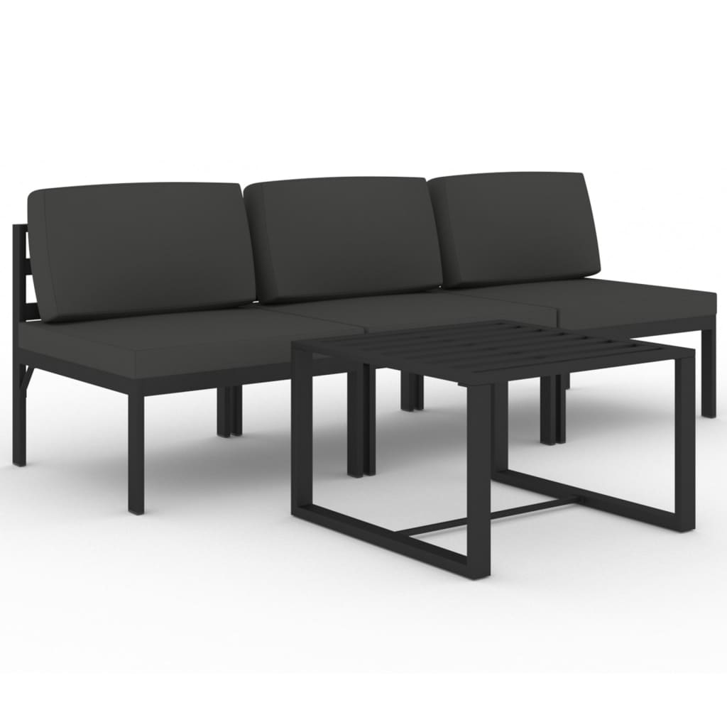 4 Piece Garden Lounge Set with Cushions Aluminium Anthracite