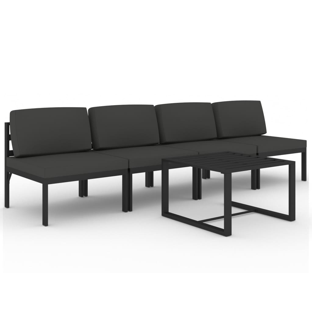 5 Piece Garden Lounge Set with Cushions Aluminium Anthracite