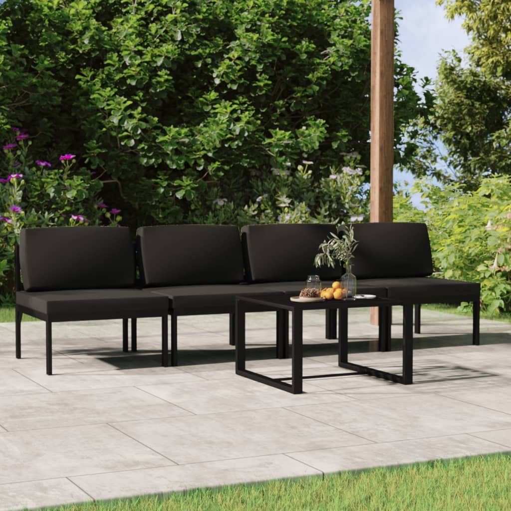 5 Piece Garden Lounge Set with Cushions Aluminium Anthracite