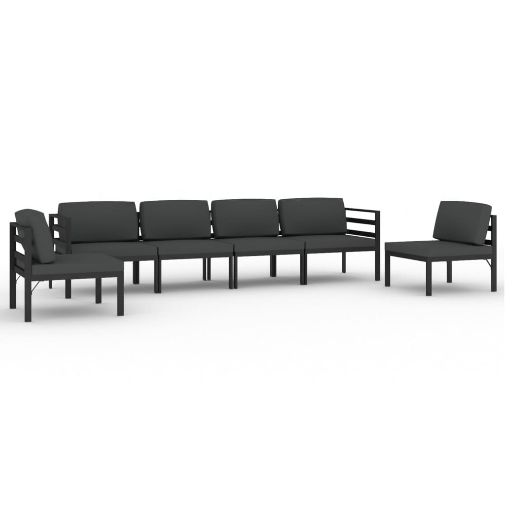 6 Piece Garden Lounge Set with Cushions Aluminium Anthracite