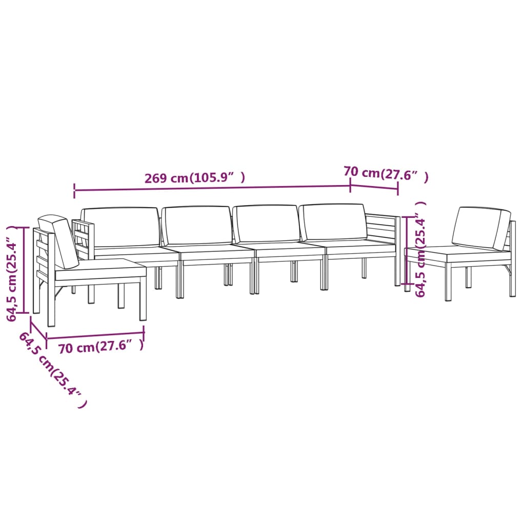 6 Piece Garden Lounge Set with Cushions Aluminium Anthracite