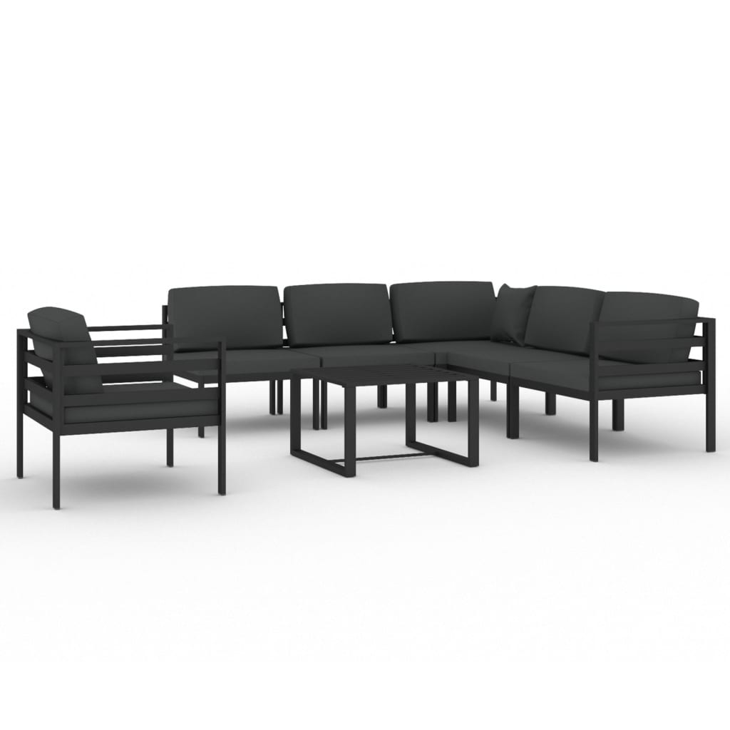 7 Piece Garden Lounge Set with Cushions Aluminium Anthracite