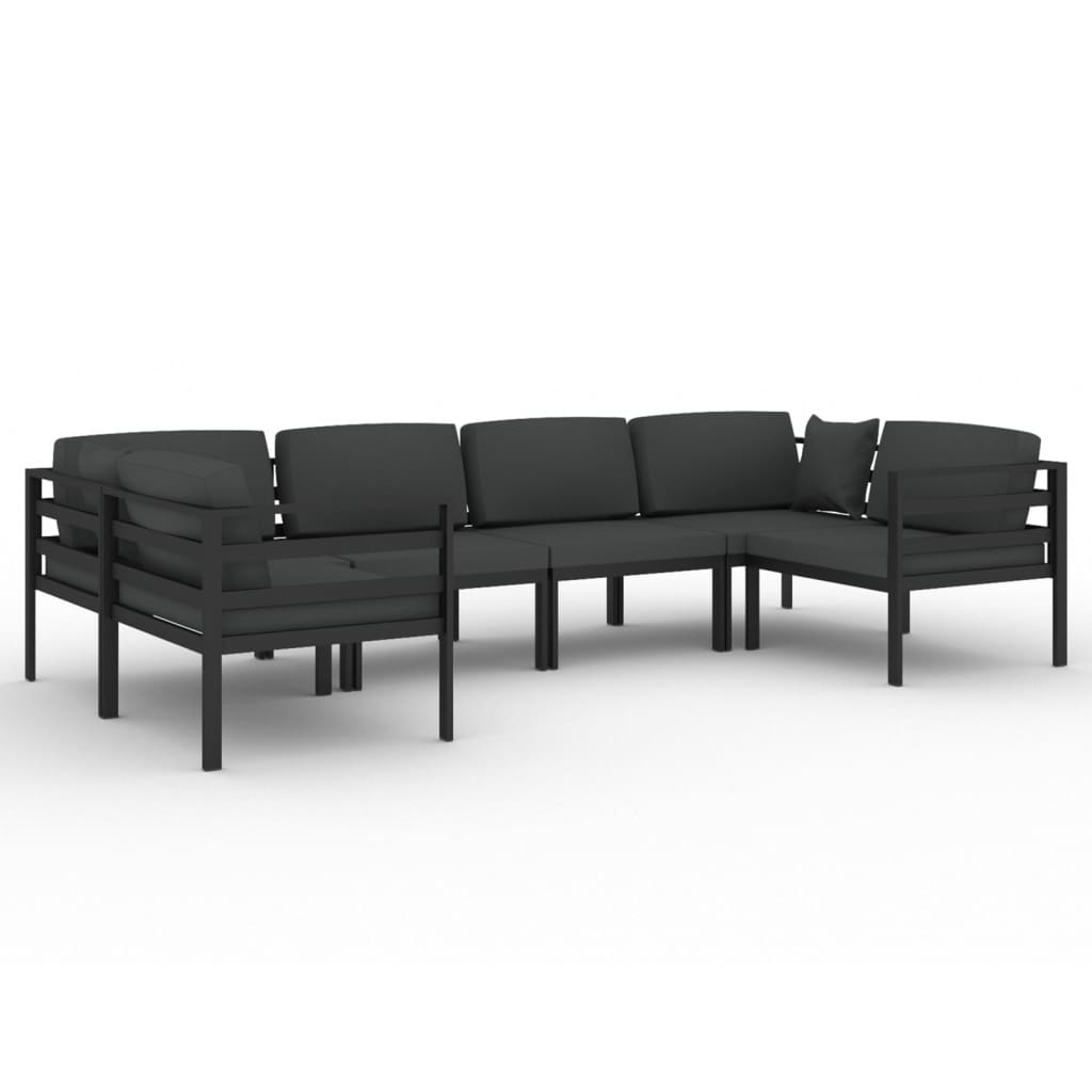 6 Piece Garden Lounge Set with Cushions Aluminium Anthracite