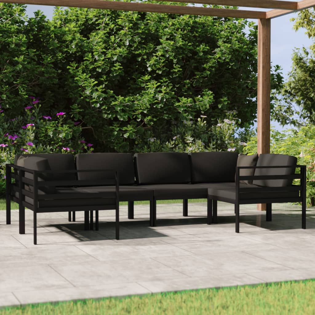 6 Piece Garden Lounge Set with Cushions Aluminium Anthracite
