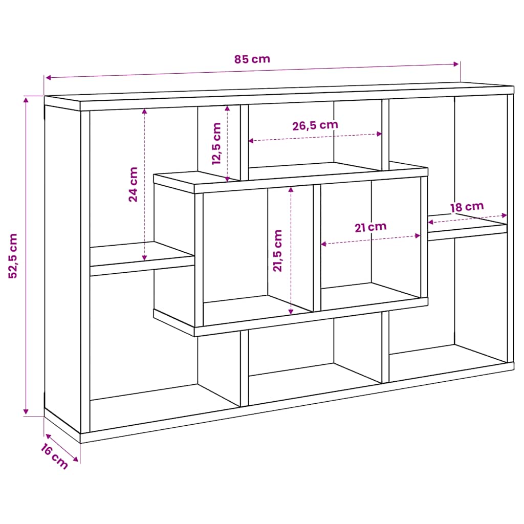 Wall Shelf High Gloss White 85x16x52.5 cm Engineered Wood