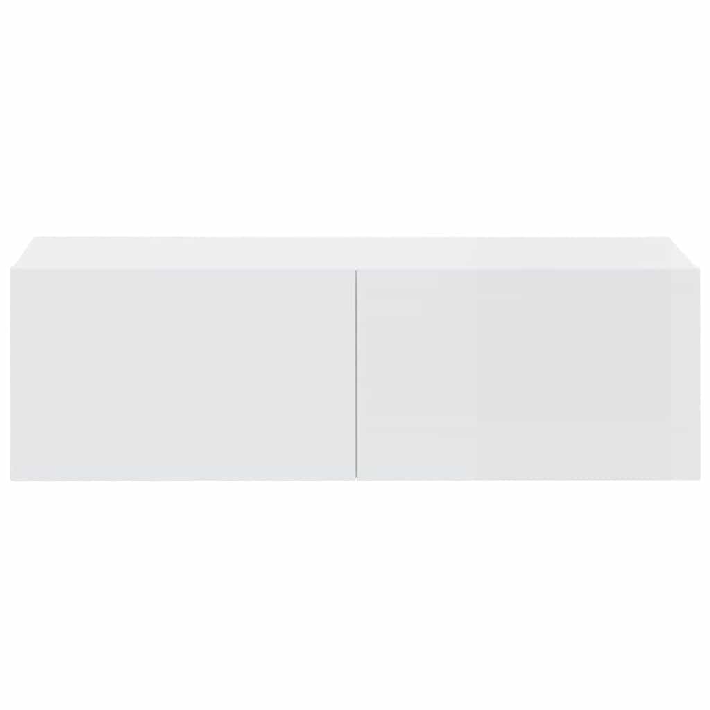 Wall TV Cabinets 2 pcs High Gloss White 100x30x30 cm Engineered Wood