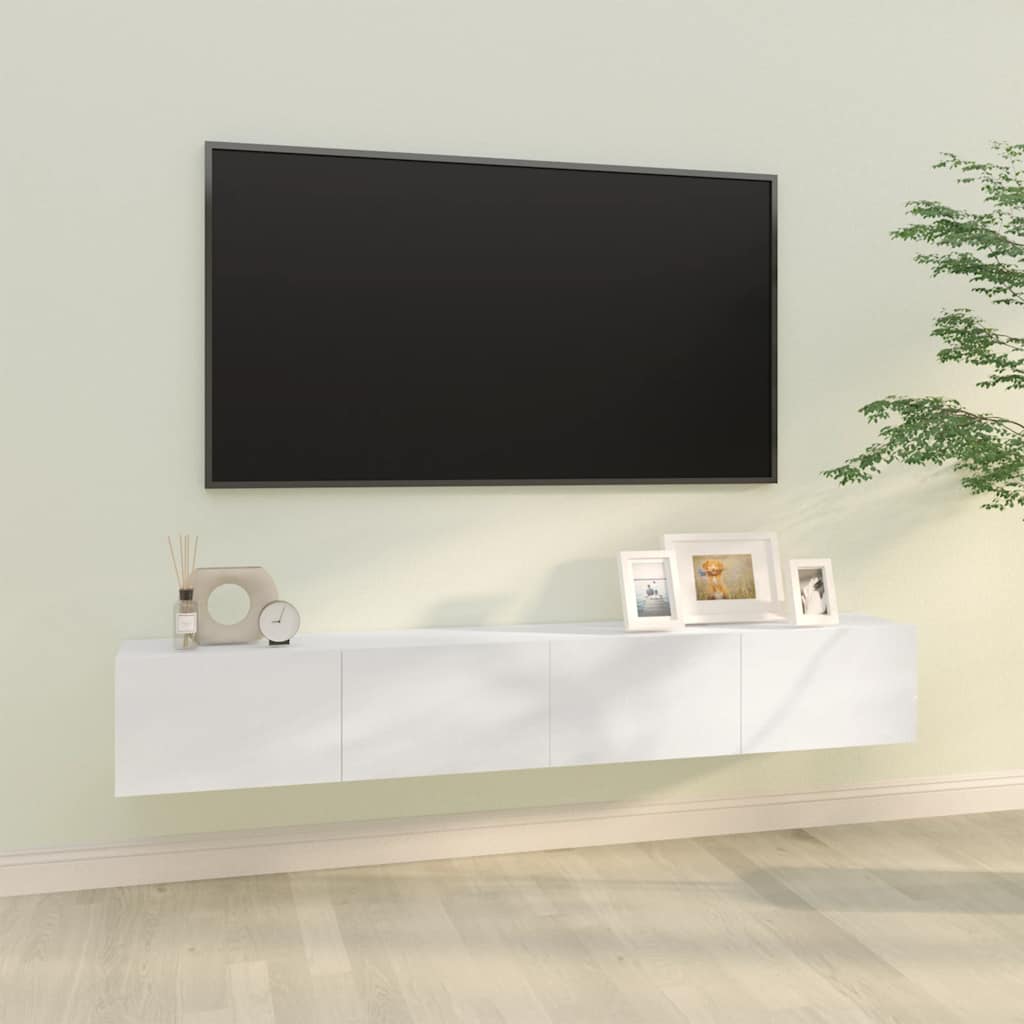 Wall TV Cabinets 2 pcs High Gloss White 100x30x30 cm Engineered Wood