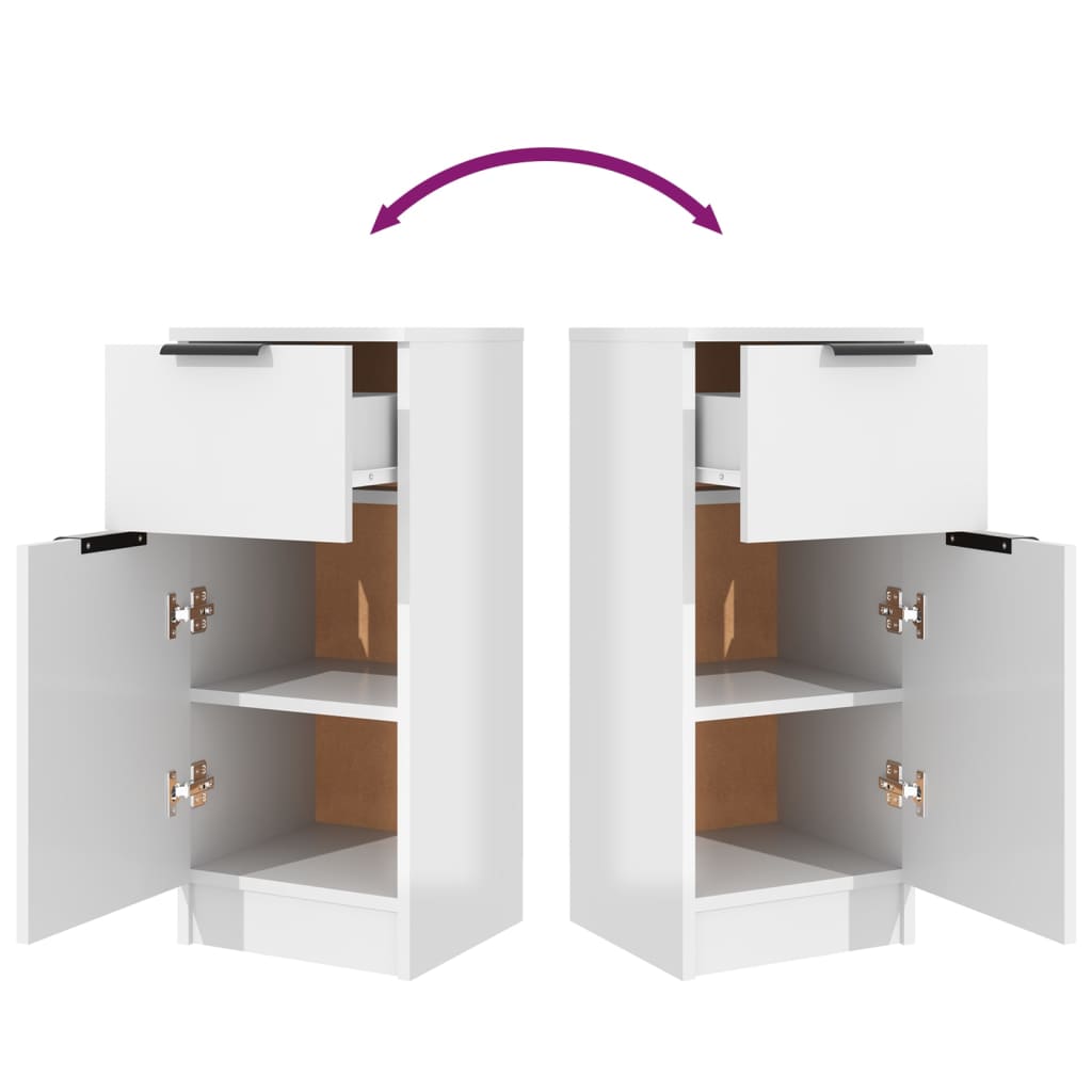Sideboards 2 pcs High Gloss White 30x30x70 cm Engineered Wood
