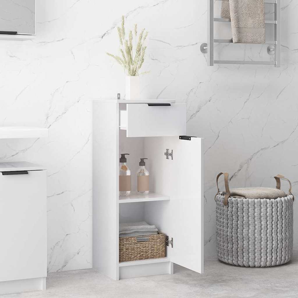 Bathroom Cabinet High Gloss White 32x33,5x90 cm Engineered Wood