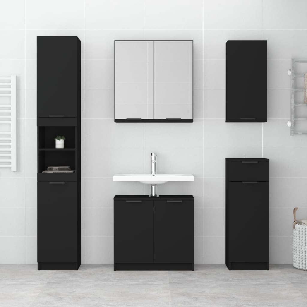 Wall-mounted Bathroom Cabinet Black 32x20x67 cm