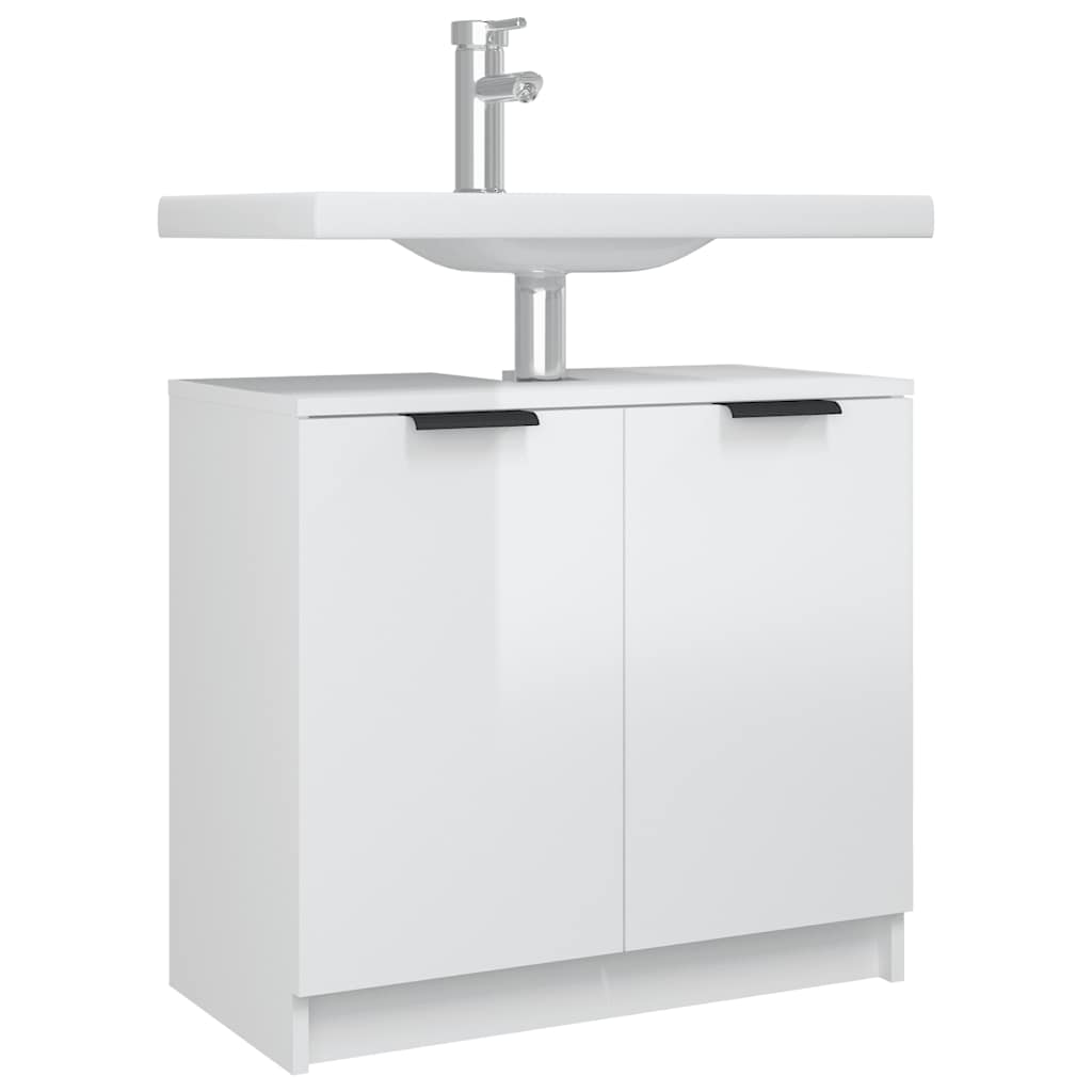 Bathroom Cabinet High Gloss White 64.5x33.5x59cm Engineered Wood