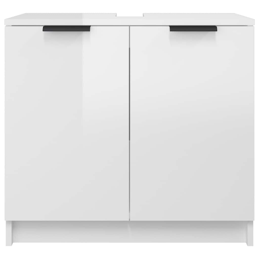 Bathroom Cabinet High Gloss White 64.5x33.5x59cm Engineered Wood